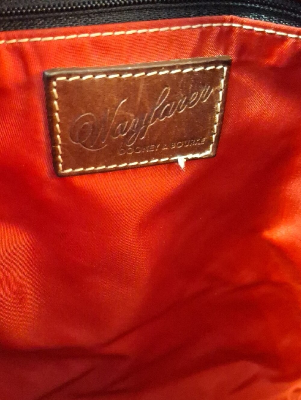 Dooney & Bourke Wayfarer Red Nylon Hobo Shoulder Bag with Brown Trim - Picture 14 of 15